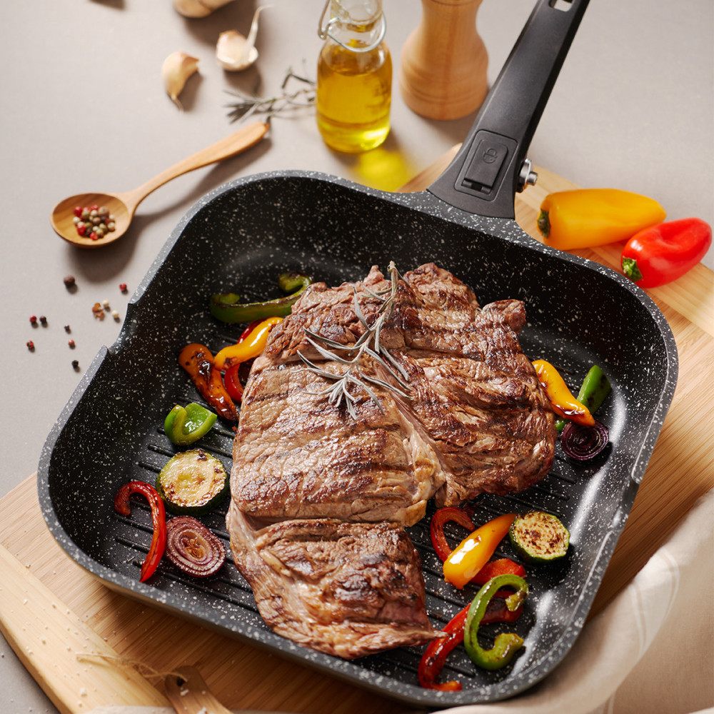 Poêle grill fonte d'aluminium