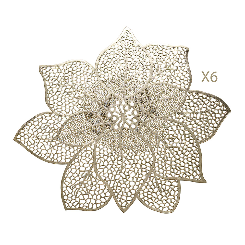 Lot de 6 sets de table forme poinsettia