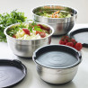 Lot de 3 saladiers inox avec couvercles