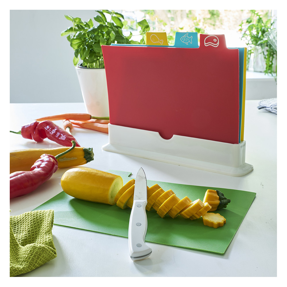 Lot de 4 planches à découper avec support