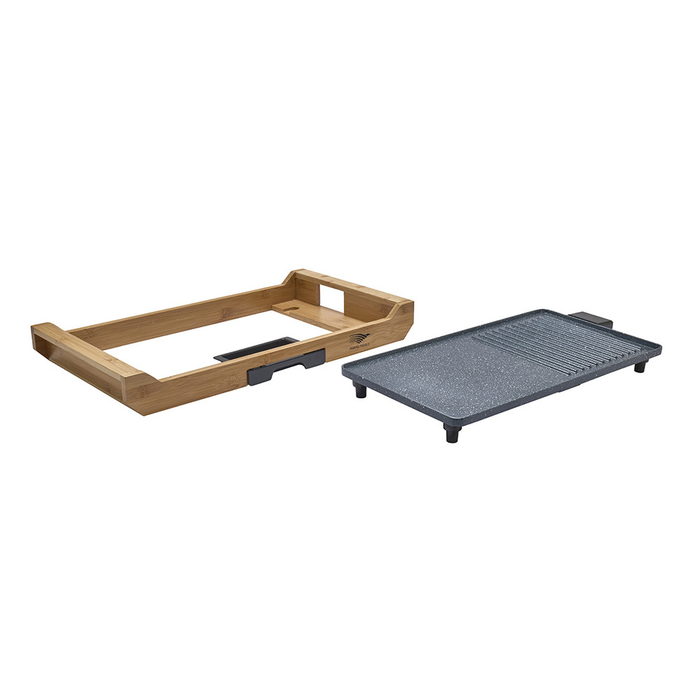Plancha grill électrique support bambou