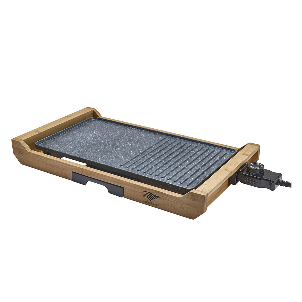 Plancha grill électrique support bambou
