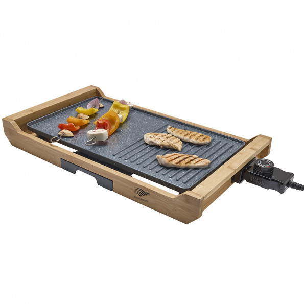 Plancha grill électrique support bambou